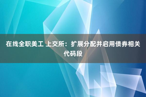 在线全职美工 上交所：扩展分配并启用债券相关代码段